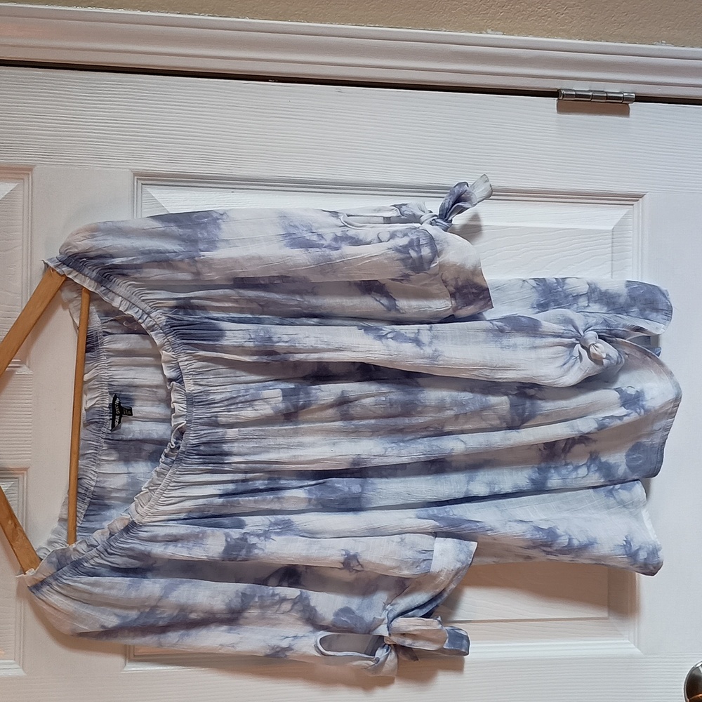 Unique Spectrum Peasant Tie Dye with Tie Sleeves Top y555
